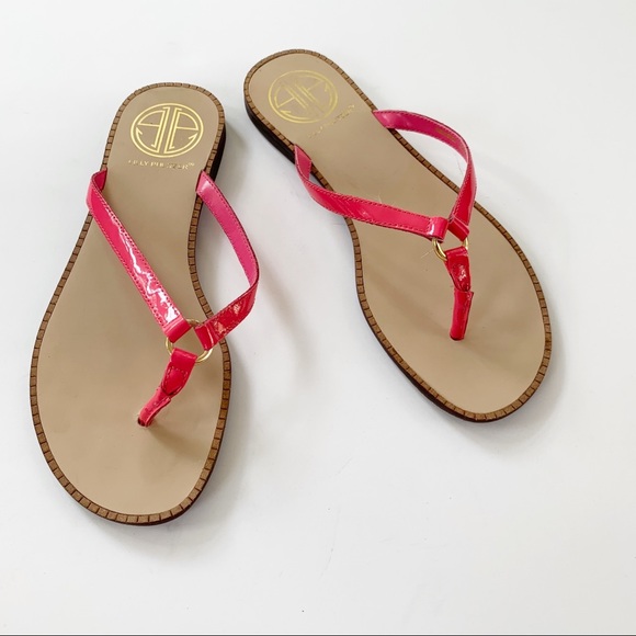 Lilly Pulitzer Shoes - Lilly Pulitzer Link Patent Leather Thing Sandals